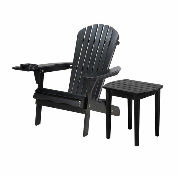 Bold Fontier 35 x 32 x 28 in. Foldable Chair with Cup Holder & End Table, Black BO3282564